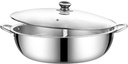 Generic Stainless Steel Hot Pot Divided Hot Pot Pan with Divider Chinese Sided Pot for Party Restaurant Camping Household Home, 32 cm