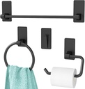 4 Pieces Bathroom Hardware Set, Adhesive Bath Towel Bar Set 16 Inch Towel Hanger, Toilet Paper Holder, Stainless Steel Towel Racks for Bathroom Wall Mounted