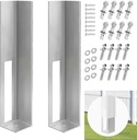 Vinyl Fence Concrete/Wood Post Mount Tower 2PCS Fence Post for Vinyl Fence 4 x 4 x 24 Inch Iron Material Coated Powder Fence Post Insert