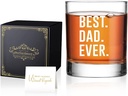 Perfectinsoy Best Dad Ever Whiskey Glass Gift Box, Funny Sarcastic Dad Whiskey Glass for Him Uncle Brother Husband Grandpa Dog Parents, Father's Day Gifts for Daddy from Daughter Son Wife