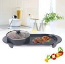 DENESTUS 2 In 1 Electric Pan Hot Pot BBQ Frying Cook Grill Kitchen Barbecue Machine 110V Multifunctional Teppanyaki Barbecue Set Indoor Large Capacity Non-Stick