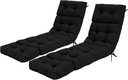 Tangkula Chaise Lounge Cushions Outdoor, 73 x 22 Inch Patio High Back Recliner Cushion with 4 String Ties, 4” Thick Padded Lounge Chair Cushion Replacement for Outdoor Indoor Furniture (2, Black)