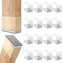 Rectangle Chair Leg Protectors for Hardwood Floors,16 PCS Silicone Covers to Protect Wood Tile Floors Felt Pads Furniture Leg Caps Reduce Noise. Easy to Move.(Clear,1 x 2 Inch,Rectangle)