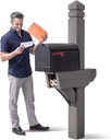 Step2 Highland Mail Post, Realistic Wood-Grain Mailbox Post, Heavy-Duty, Weather Resistant, (Mailbox Not Included) Dark Cedar