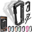 Carabiner Multitool 8-in-1 EDC Carabiners Pocket Knife, Serrated Knife, Rope Cutter, Screwdriver, Can Bottle Opener, Ruler, Survival Gear for Camping Climbing, Christmas Gifts for Men Women (Black)