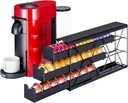 FlagShip 3-Tier Nespresso Pod Holder & Vertuo Coffee Capsule Organizer - Black Metal Space-Saving Storage Holds 30+ Pods Fits All Size Vertuo Pod