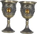 Cabilock 2pcs European Style Tin Alloy Wine Goblet Metal Liquor Cups with Pattern for Festival Parties and Home Dinner Use