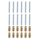 uxcell M6x60mm Hanger Bolts, 12pcs 31mm Wood Dowel Screw Self-Tapping Screw with 12pcs M6x24mm Threaded Insert Nuts Interface Hex Socket Drive, for Joint Furniture Legs