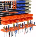 52PCS Wall Mounted Storage Bins Garage Storage Drawers with 4PCS Wall Mounting Peg Boards Workshop Parts Rack Container Tool Organizer Easy Access Compartments for Hardware Crafts Office Supplies