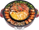 2200W 110V 2 in 1 Electric Hot Pot 3.6L Smokeless Grill and Hot Pot BBQ Grill Pot Household Electric Grill Barbecue Plate Shabu Pot Indoor Frying Pan for 2-5 People 19.7inch Red New