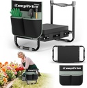 Garden Kneeler and Seat, Foldable Ergonomic Kneeling Bench with Tool Pouch 400 Lbs Heavy Duty 2-in-1 Comfortable Cushioned Kneeling Chair for Gardening Yard Work (Black)