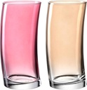 Leonardo Swing 70703 Water Glasses Set of 12 Dishwasher Safe Drinking Glasses Set, Juice Glass in Curved Shape, Red/Beige, 350 ml