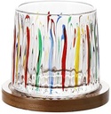 Hand painted Whiskey glasses,Rotatable -10 Oz old fashioned glasses,bar whiskey glasses,style glassware for bourbon,perfect Idea for scotch lovers,glasses for scotch, rum glasses,Glacier