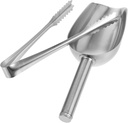 STOBAZA 1 Set Candy Tools Ice Tongs and Scoops Ice Scooper Metal Food Scoop Metal Scoop for Ice Large Ice Scoop Ice Tongs Small Ice Scoop for Ice Machine Silver Stainless Steel
