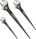 DURATECH 3-Piece Adjustable Construction Spud Wrench Set, 8-inch, 10-inch, 12-inch, Black Oxide Finish, CR-V Steel, SAE and Metric Scale Marked, Alignment Holes and Tail Crowbar Features