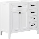 36" Bathroom Vanity Without Sink, Cabinet Base Only, Bathroom Cabinet with Drawers, Solid Frame and MDF Board,White