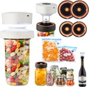 Electric Mason Jar Vacuum Sealer Kit for Wide Mouth and Regular Mouth Mason Jars, Multi-Function Automatic Vacuum Sealer with 2 Wide Mouth and Regular Mouth Reusable Lids for Food Storage