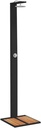 vidaXL Outdoor Shower, Swimming Pool Shower with Rotatable Spray, Patio Furniture for Garden Backyard, Black Poly Rattan and Acacia Wood