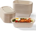 [100% Eco-Friendly] 34 oz Disposable Food Containers with Lids – Sugarcane Pulp Take Out Containers, Biodegradable Lunch Box, Compostable and Microwave Safe To-Go Boxes for Meal Prep – Pack of 50