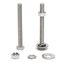 (16 Sets) 1/4-20 x 3 Hex Head Screw Bolt, Nuts, Flat Washer & Spring Lock Washers, 18-8 (304) Stainless Steel, Fully Threaded, by Skvltvfyt