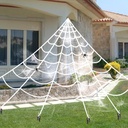 Y- STOP 16 Feet Halloween Decorations, Giant Spider Web with Super Stretch Cobweb Set and 2 Small Spider for Outdoor Graveyard Yard Halloween Decor