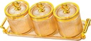 Dried Fruit Tray, Luxury Cookie Jar with Lid, Divided Serving Dishes, Covered Candy Jar for Party, Hotel, Wedding, Office, 3 Grid Yellow