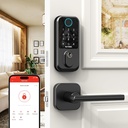 Smart Front Door Lock Set: NUTOMO Keyless Entry Fingerprint Deadbolt with Handle Set Digital Keypad Door Locks Alexa Control Auto Lock Black