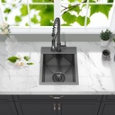 FRANIC 13" Handmade Black Bar Workstation Sink, 13" x 15" x 9" Stainless Steel Matte Nano Black Topmount Single Bowl Small Kitchen Outdoor Sink