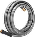 Worth Leader Short Garden Hose 3/4 in. x 10 ft. -Heavy Duty,Durable,Lightweight,Male to Female Fittings -No Kink Leakproof PVC Flexible Water Pipe -Brass Aluminum Ends for Household & Commercial-Gray
