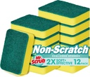 Sponges Kitchen Scrub Dish Sponge Scouring Pad, 12 Pack Cleaning Brush Scrubber Supplies for Soap, Dishwashing Dinnerware Sets Pan Pot Towels Cloth Rags Holder Glass Dishwasher Sink Bathroom