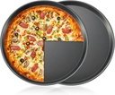 LemonRoad 2 Pcs 12 Inch Pizza Steel Pan for Oven,No-hole Non-stick Carbon Steel Pizza Pan for Reheat Frozen, French Fries Chicken Nuggets