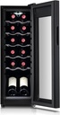 12 Bottle Wine Fridge,41°-64°F Black Wine Cooler Refrigerator For Red&White Wine,Freestanding Stainless Steel Mini Wine Cooler Digital Temperature Control Glass Door For Bar,Home Black