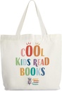 Book Lover Tote for Women, Colorful Library Book Bag, Read Quote Gift - 15
