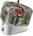 Grey Christmas 4 Slice Toaster Cover Snowman Snowy Pine Needles Xmas Tree Small Appliance Cover Toaster Dustproof Fingerprint Protectors Machine Washable, Large Size Bread Machine Cover