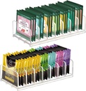 2 Pack Tea Bag Organizer,Tea Organizers and Storage Box,Tea Bag Holder Organizer with 14 Compartments Multipurpose Storage Slots for Tea, Coffee, Sugar Packets,Condiment -Holds 40-50 Packets