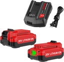 Energup 2Pack 20V 3.5Ah Replacement V20 Craftsman 20V Lithium Battery and Charger Kit for CMCB202 CMCB204 CMCB206 CMCB201 CMCB100 CMCB124 with CMCB104 Craftsman 20Volt Battery Charger