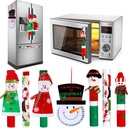 Gejoy 7 Pieces Christmas Refrigerator Handle Covers Set Snowman Refrigerator Door Handle Covers and Snowman Advent Clock Calendar for Christmas Kitchen Appliance Handle Decorations