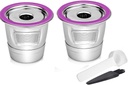 2 Pack Reusable K Cups Coffee Filter Stainless Steel K Cup Reusable Coffee Pods Filters Compatible for K eurig 1.0 & 2.0 Coffee Makers Refillable Capsule Cup Metal Coffee Filter