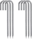 Rebar Stakes 12 Inch Galvanized, J Hook Rebar Stakes 6 Pack Ground Anchors for Tent Heavy Duty for Plants Anti-Rust Landscape Fabric Artificial Turf