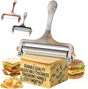 TOPULORS Wire Cheese Slicer Stainless Steel Handheld Cheese Cutter for Mozzarella, Cheddar, Gruyere - with 1 Extra Wire - Adjustable Thickness Cheese Shaver Cheese Slicers for Block Cheese (Silver)