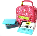 Arctic Zone Pop-it Kids Lunch Box Combo with Sensory Pop Handle, 210g Ice Pack, and Sandwich Container, Very Berry Cherry