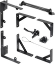 Fence Gate Kit Gate Hardware, 1 Set Anti Sag Gate Kit Gate Frame Cornor Brackets Kit with Self Closing Gate Springs Hings Latchs for Outdoor Garden Backyard Wooden Fence Deck Porch Gate