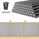 100 Pack 26" Aluminum Deck Balusters, Balusters for Deck Railing, 3/4" Diameter Hollow Round Black Metal Deck Spindles for Deck Railing Stair Porch (100, 26")