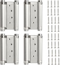 Double Action Spring Hinges, Self Closing Door Hinges for Cafe Saloon Pub Swinging Doors, 201 Stainless Steel, Including Pins and Screws, 4-Pack (5inch)