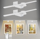 Picture Light for Wall 2 Pack, 18in Rechargeable Art Painting Light with Timer, Painting Frame Light with Remote Control Display for Living Room, Bedroom, Wall Décor(White)