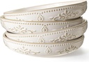 Artena Pasta Bowls, 50oz Large Salad Serving Bowls, 9.75'' Plates Bowl Set of 4, Big White Ceramic Soup Bowl for Kitchen, Embossment Shallow Dinner Bowl, Microwave Dishwasher Safe, Damask Floral