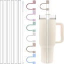 Clear Replacement Straw with Covers Compatible with Stanley 40 oz 30 oz Cup Tumbler, Reusable Straw with Cleaning Brush, Plastic - 13 PCS