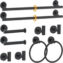 10 Pieces Towel Bar Set Matte Black Bathroom Hardware Set Includes 23.6 Inch Towel Bar,Stainless Steel Towel Holder-Towel Racks Set Wall-Mounted Bathroom Accessory Set