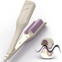 Hair Waver Crimper - TSUYAGLA 1.42 Inch Beach Waves Curling Wand, 2 Barrel Ionic Deep Waver Hair Curler Tool for Women, Anti-Scald Protection, Fast Heating, Dual Voltage, White