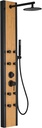 Rainfall Shower Panel Shower Tower System Bamboo Wood and Stainless Steel with 8 Body Jets Massage and Adjustable Round Shower Head Handheld Wand Shower Column Wall Mount